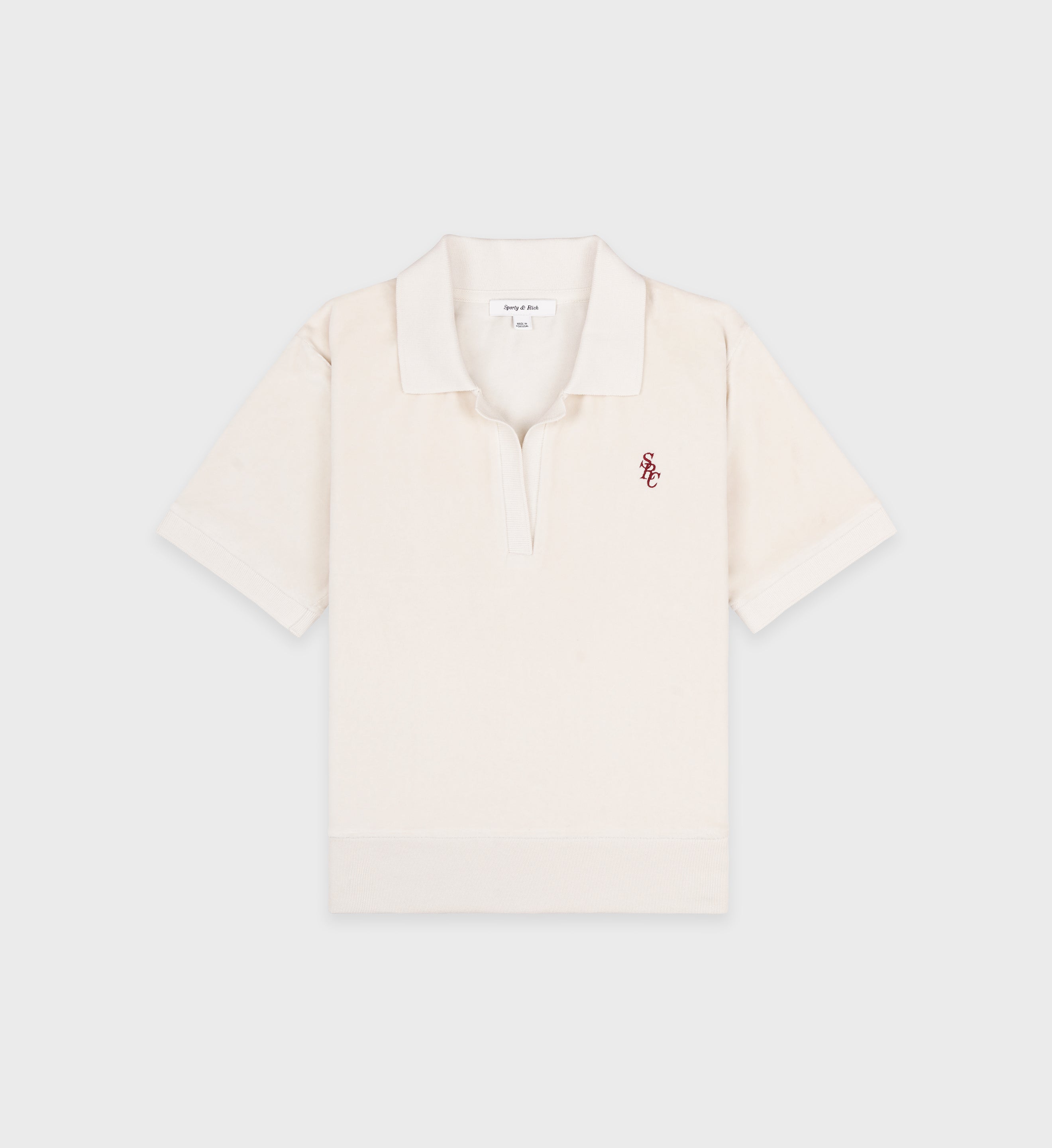 SRC VELVET SHORTSLEEVE POLO OFF WHITE MERLOT