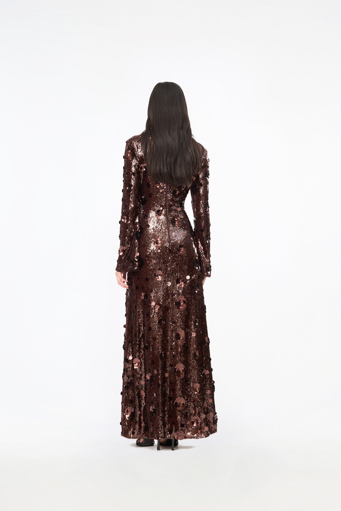 SEQUINS MAXI DRESS CHICORY COFFEE