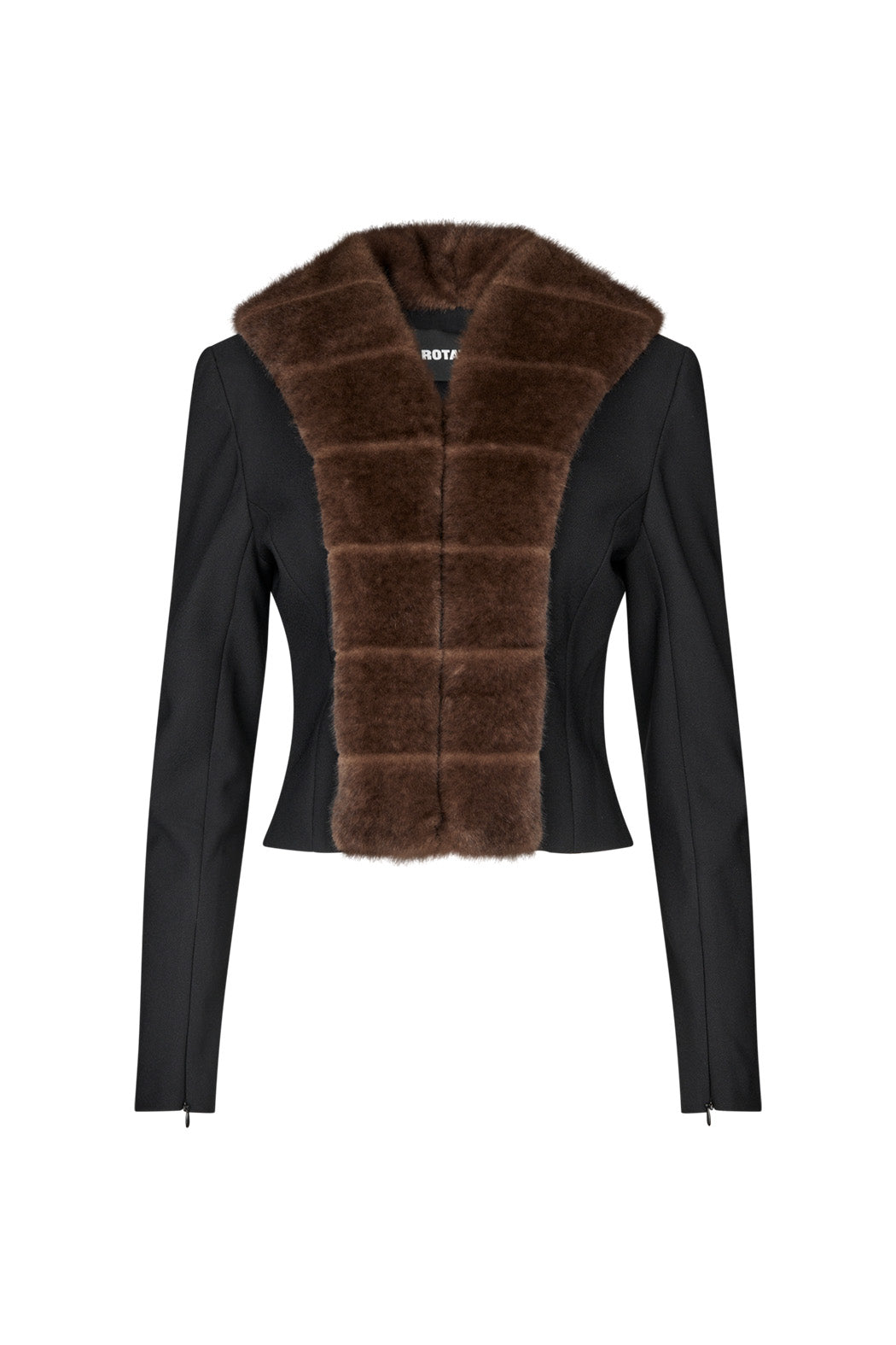 FAUX FUR COLLAR CARDIGAN BLACK