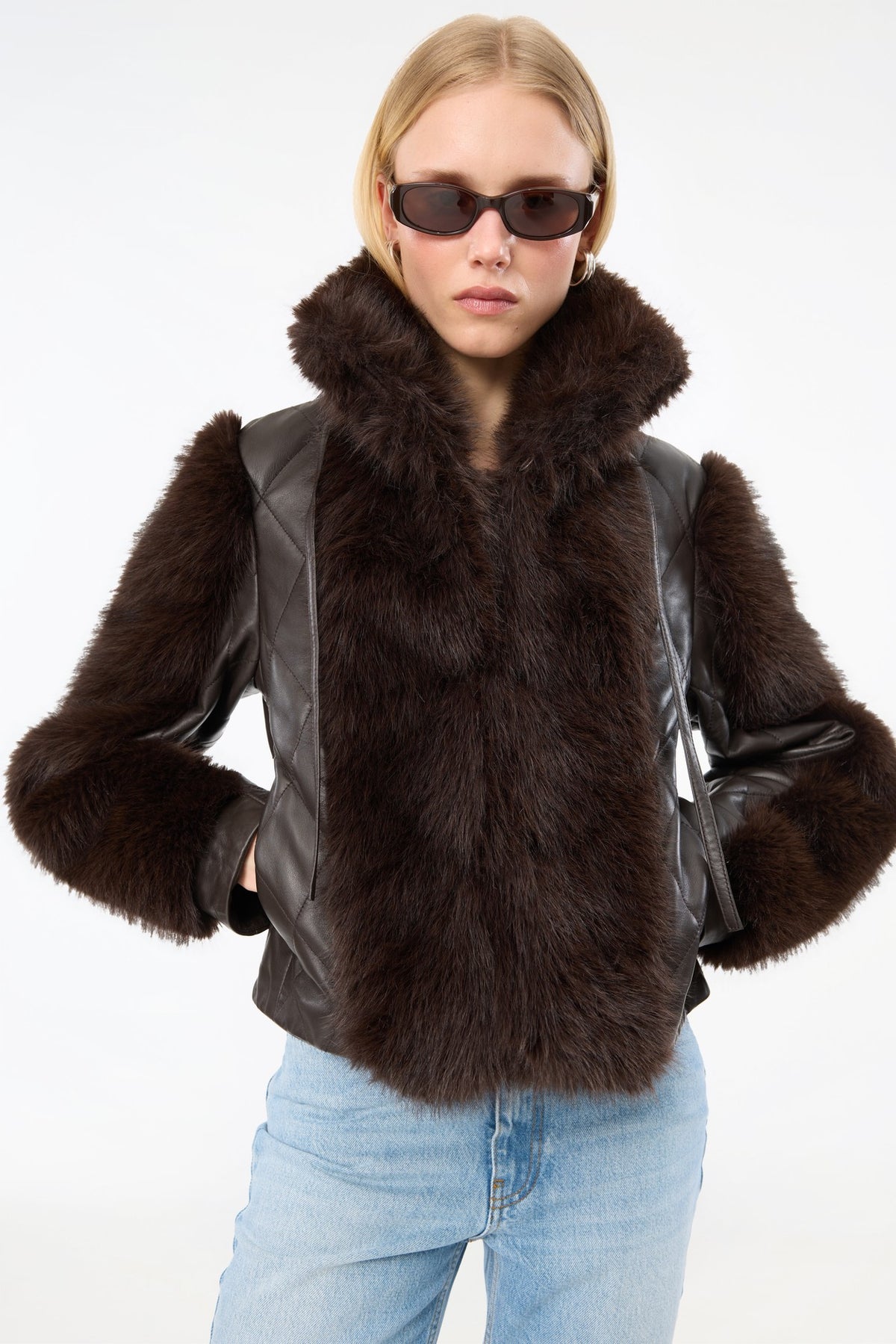 FAUX FUR LEATHER JACKET MOLE