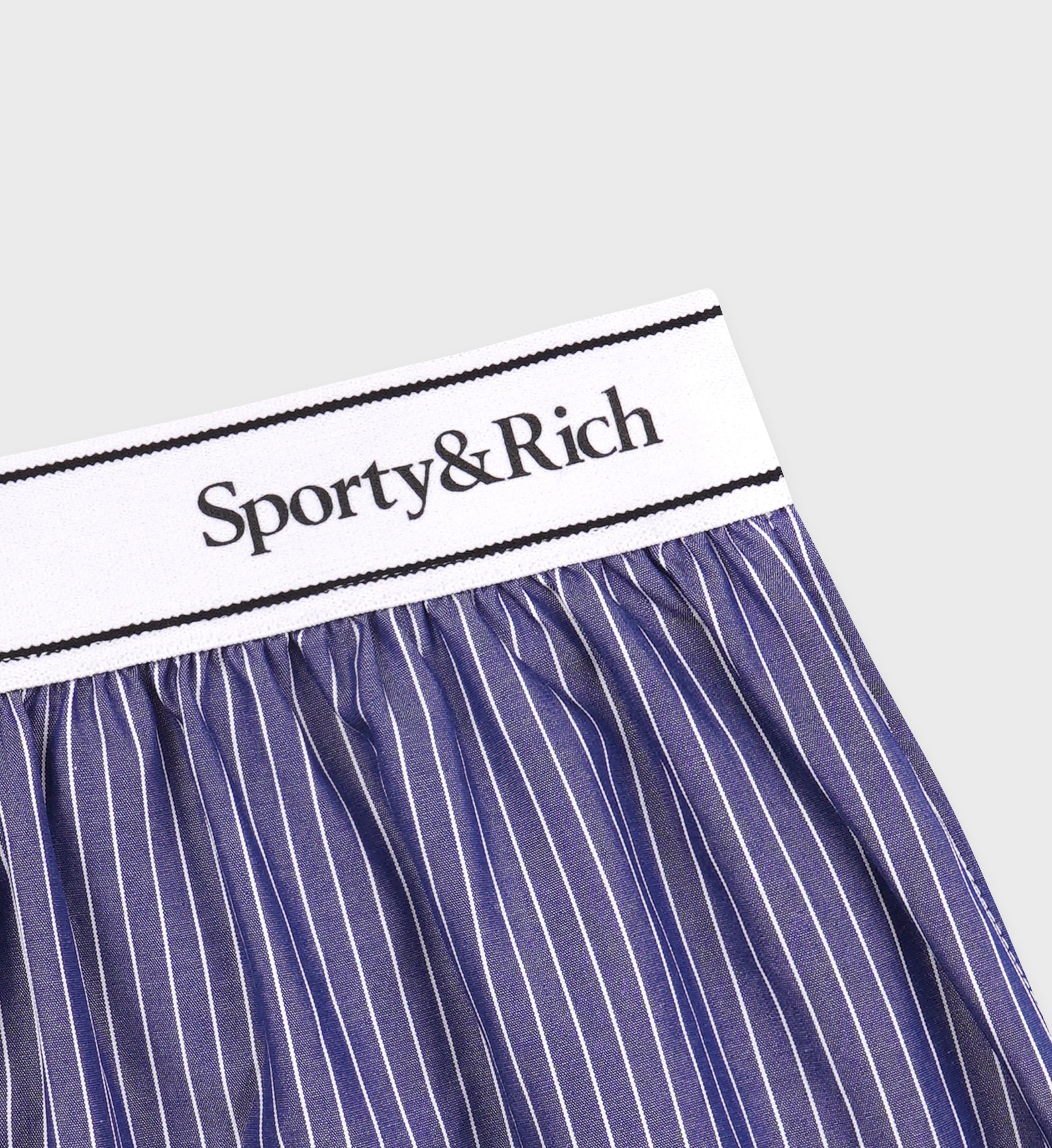SERIF LOGO BOXER  NAVY/WHITE THIN STRIPE