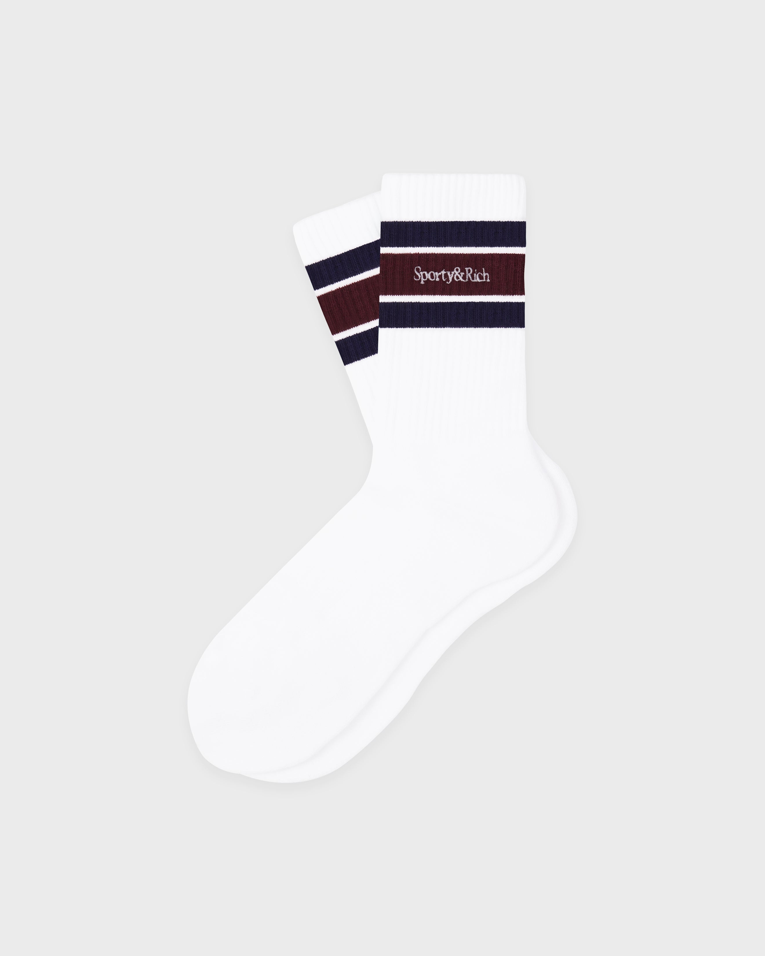 SERIF LOGO SOCKS -WHITE/NAVY/BORDEAUX