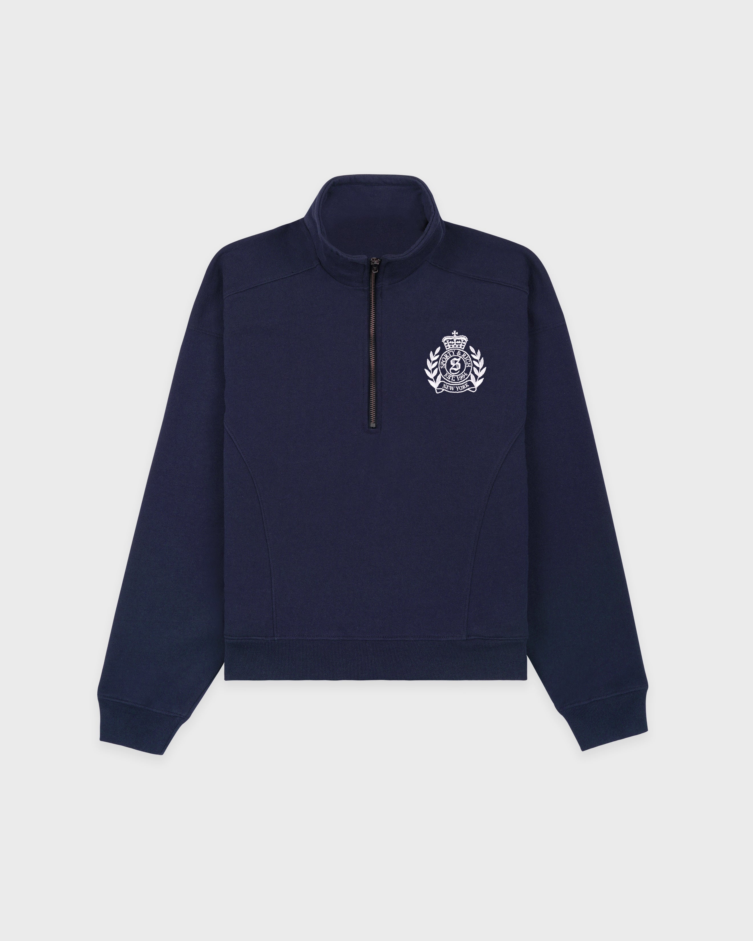 NY CREST EMBROIDERED QUARTER ZIP -NAVY