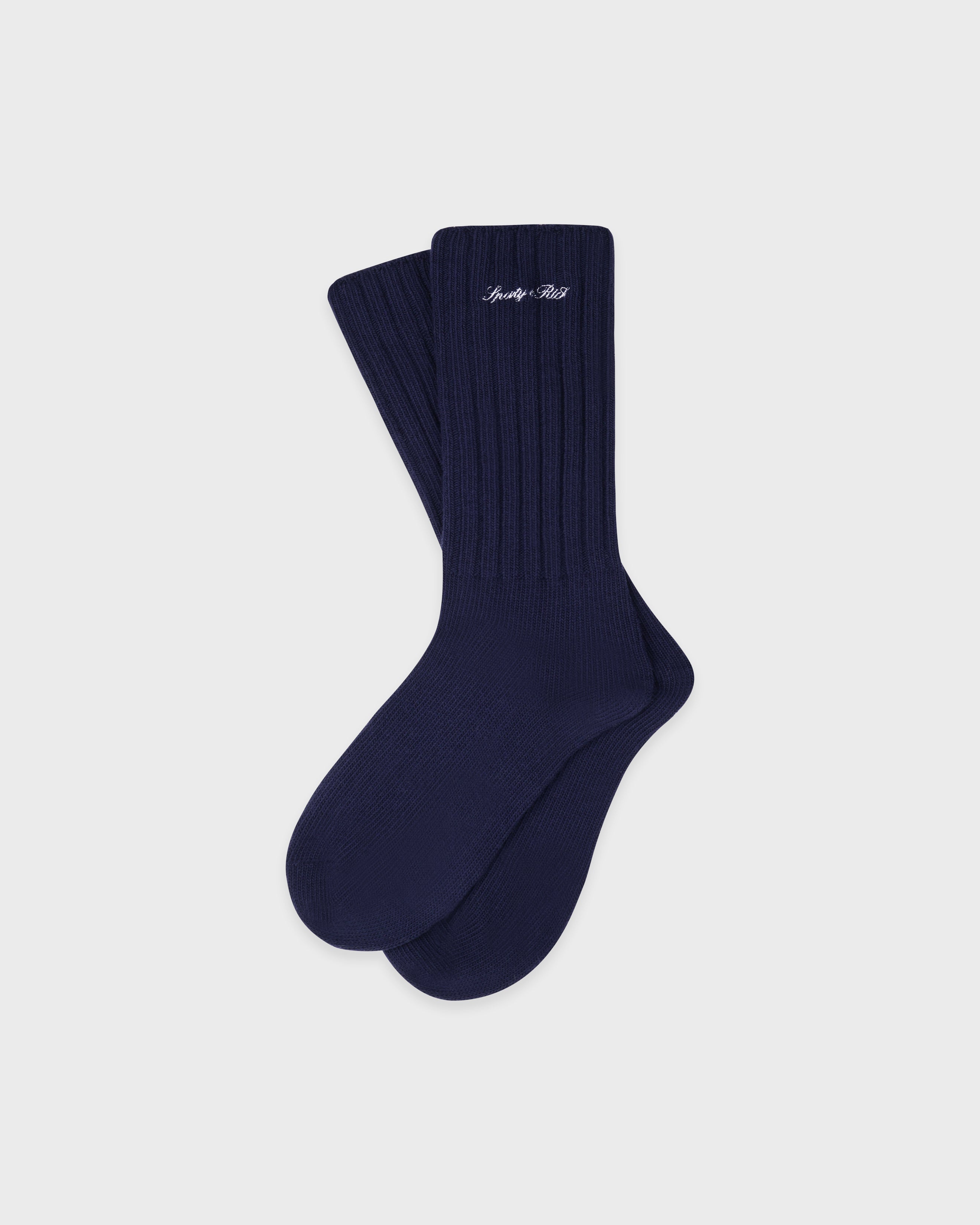 SIGNATURE LOGO RIB SOCKS -NAVY/WHITE