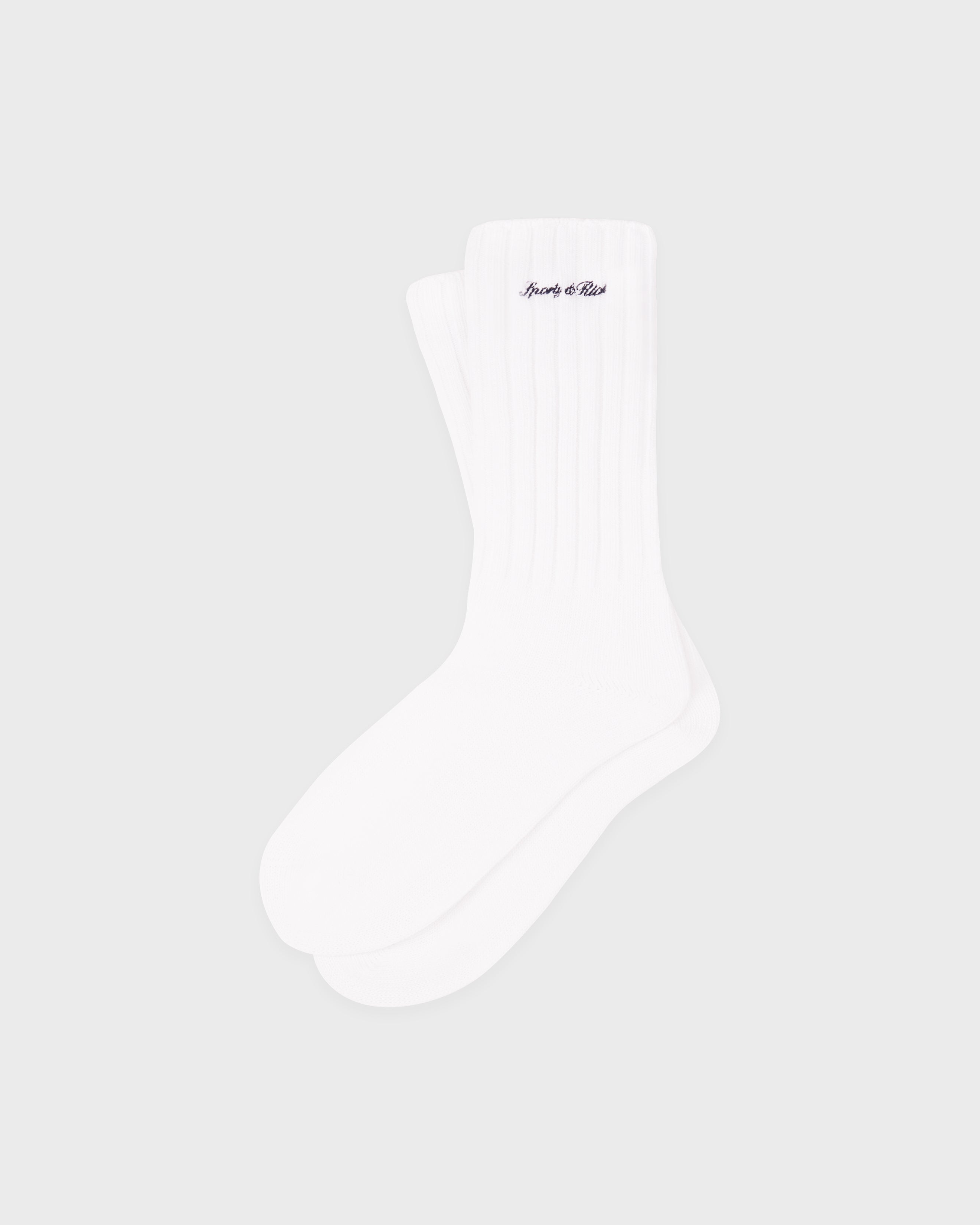 SIGNATURE LOGO RIB SOCKS -WHITE/NAVY