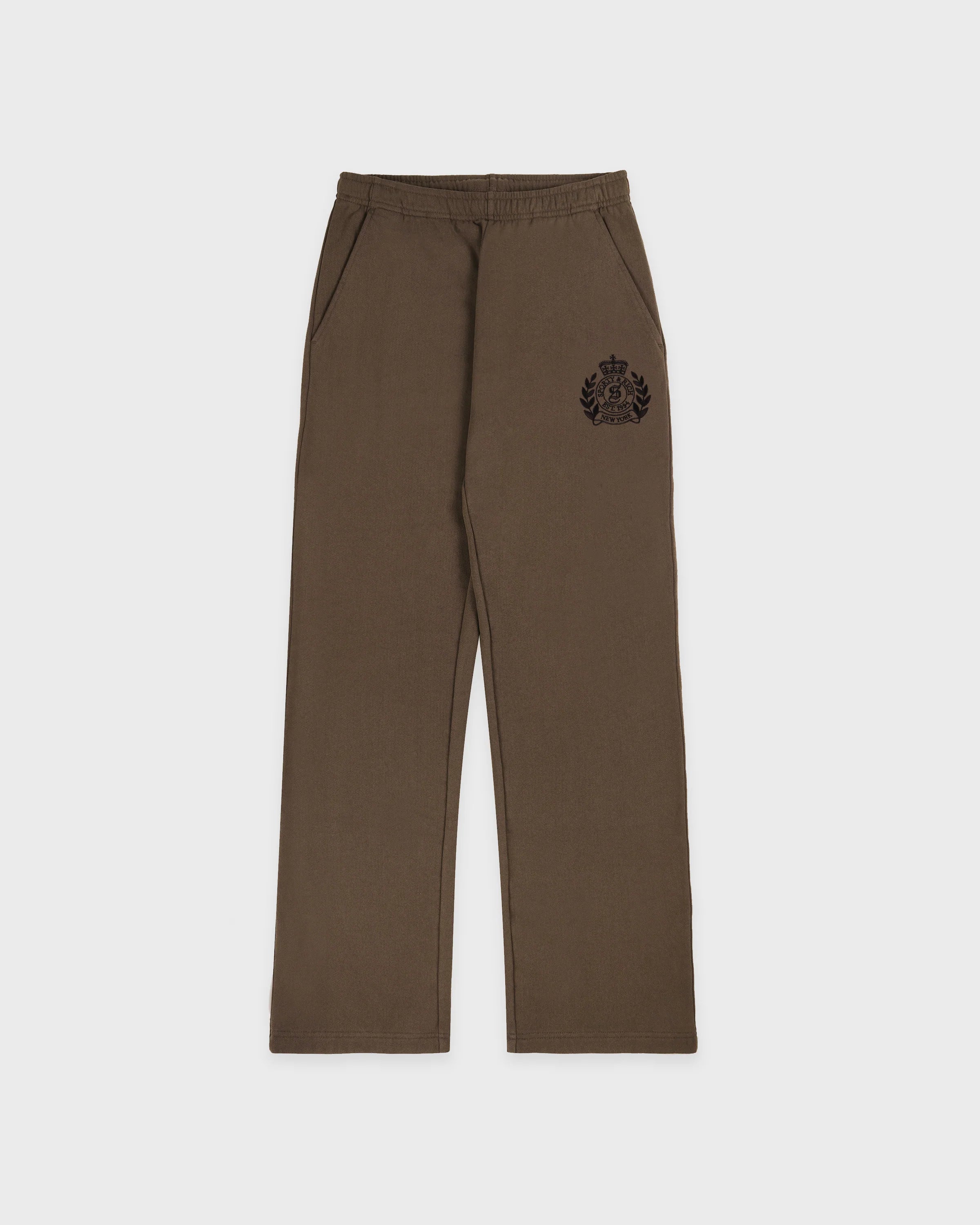 NY CREST EMBROIDERED WIDE SWEATPANTS SAND