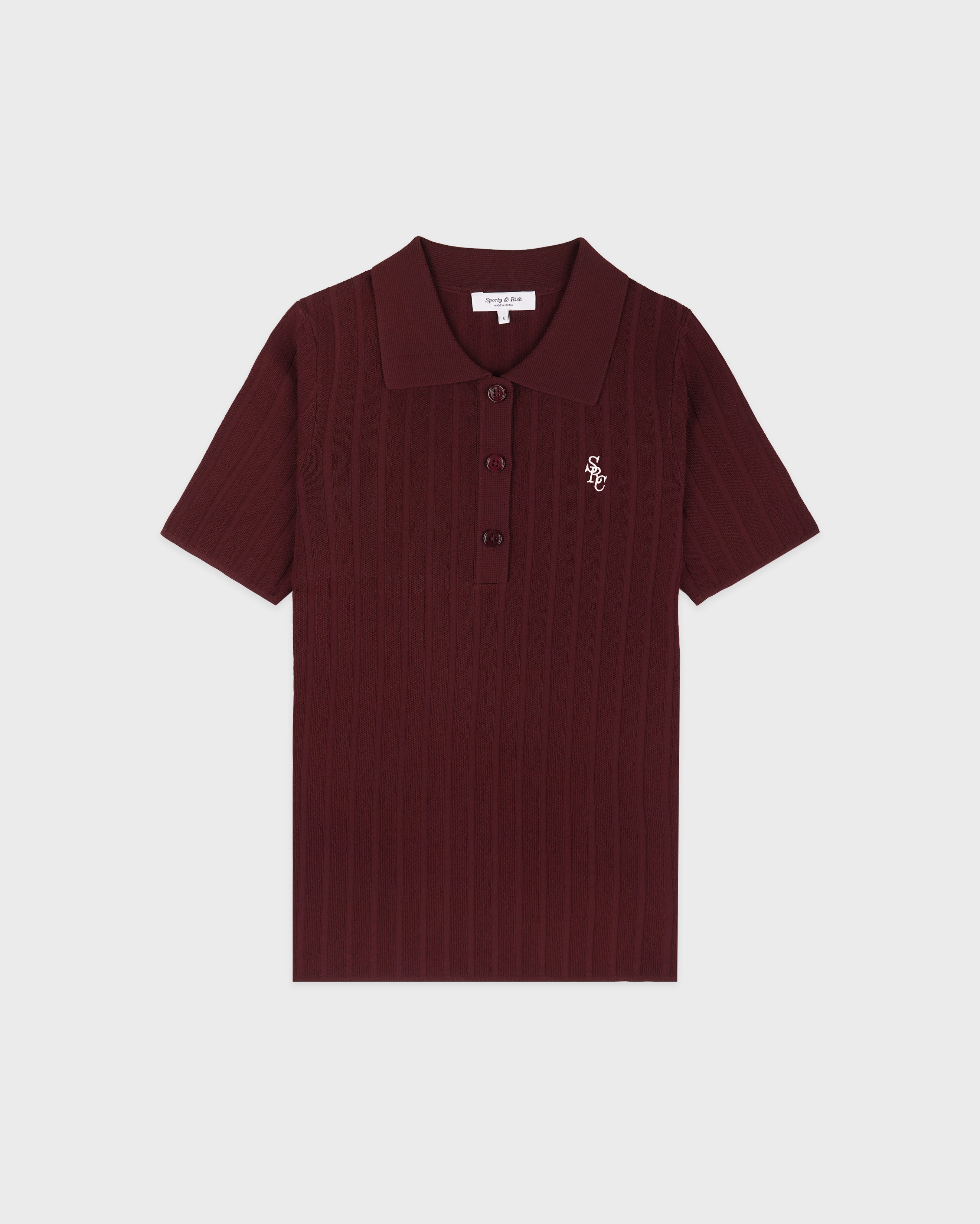 SRC RIBBED POLO -BORDEAUX