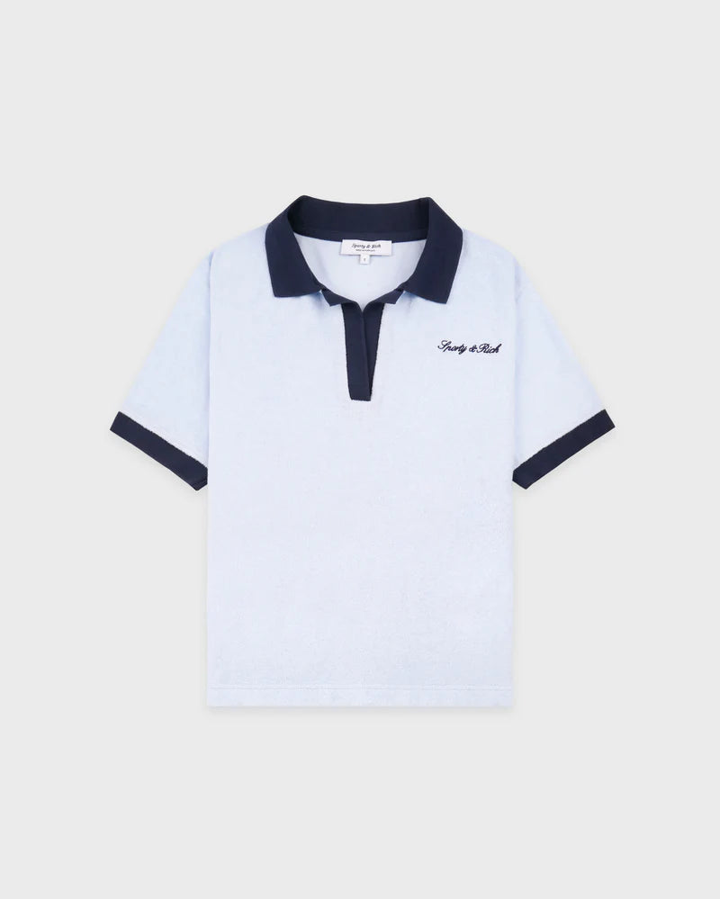 SIGNATURE LOGO TERRY POLO CIEL/DARK NAVY