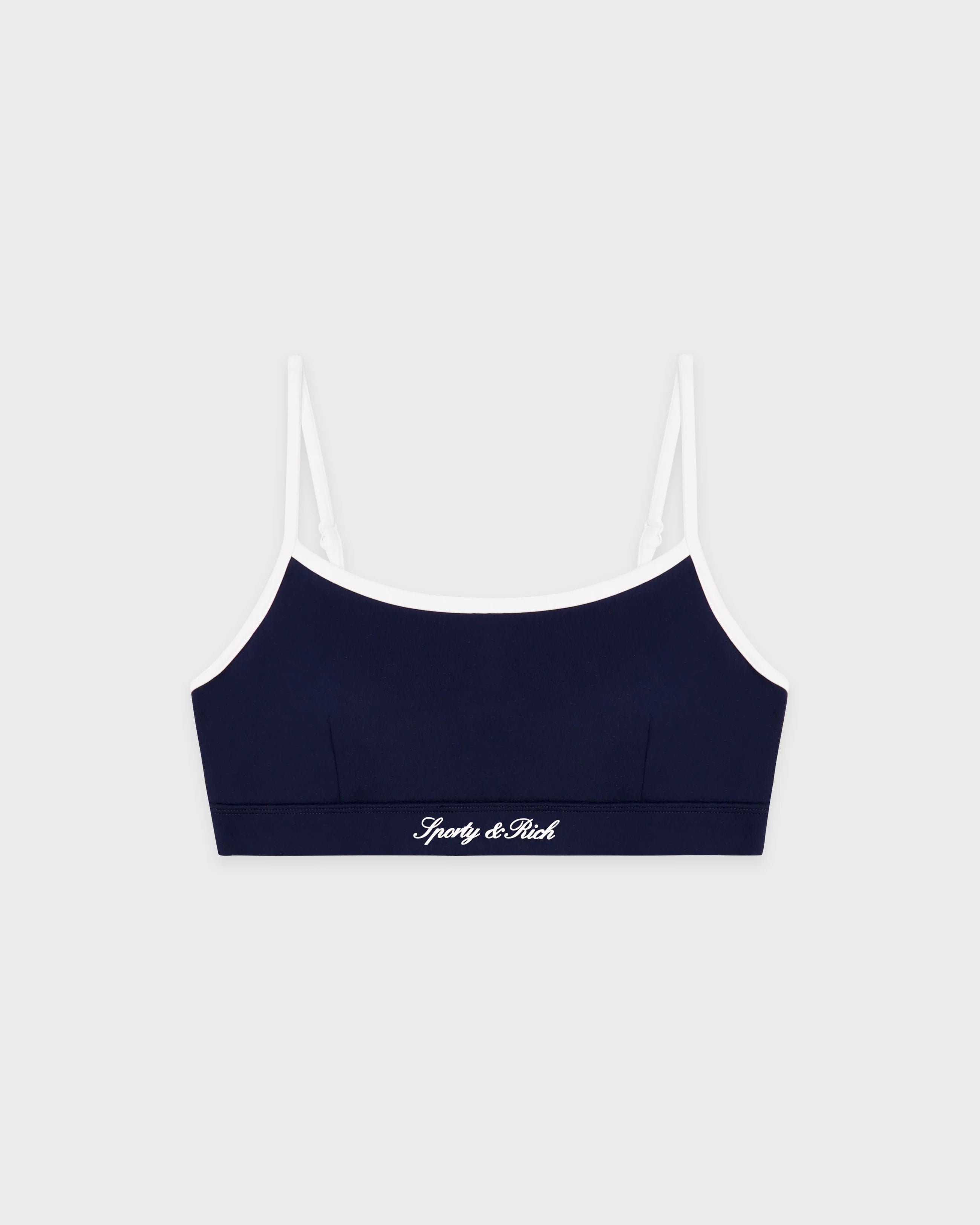 SIGNATURE LOGO ATHLETIC BRA IN DARK NAVY/WHITE