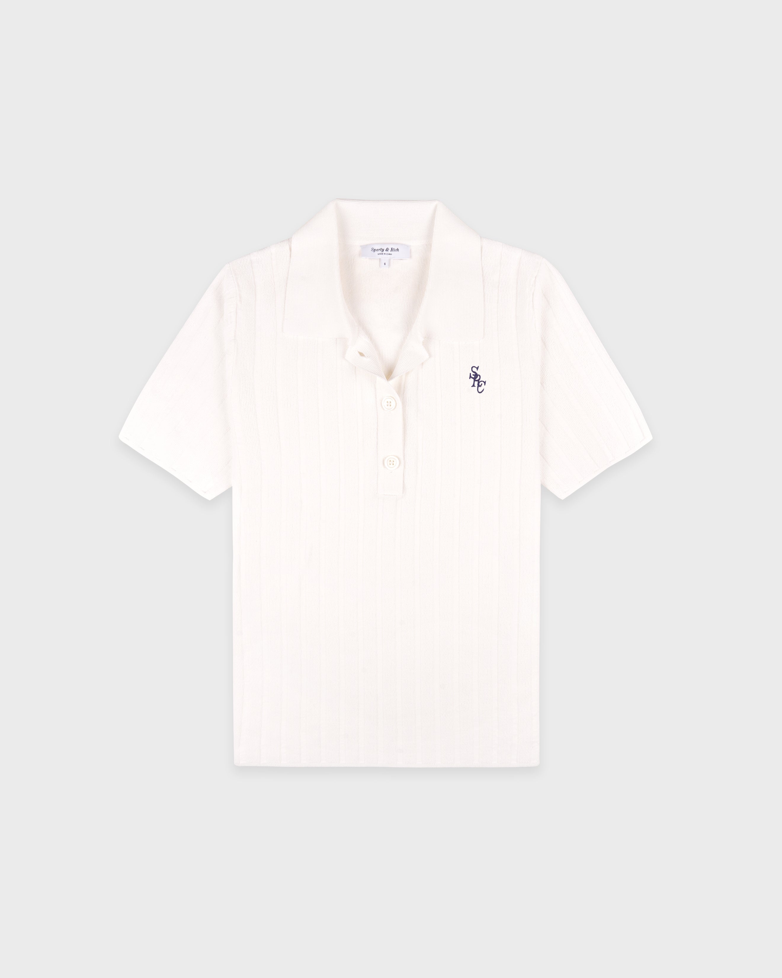 SRC RIBBED POLO - ECRU/NAVY
