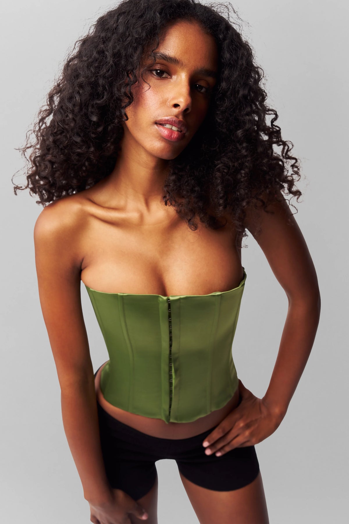 SATIN CORSET IN JARDIN