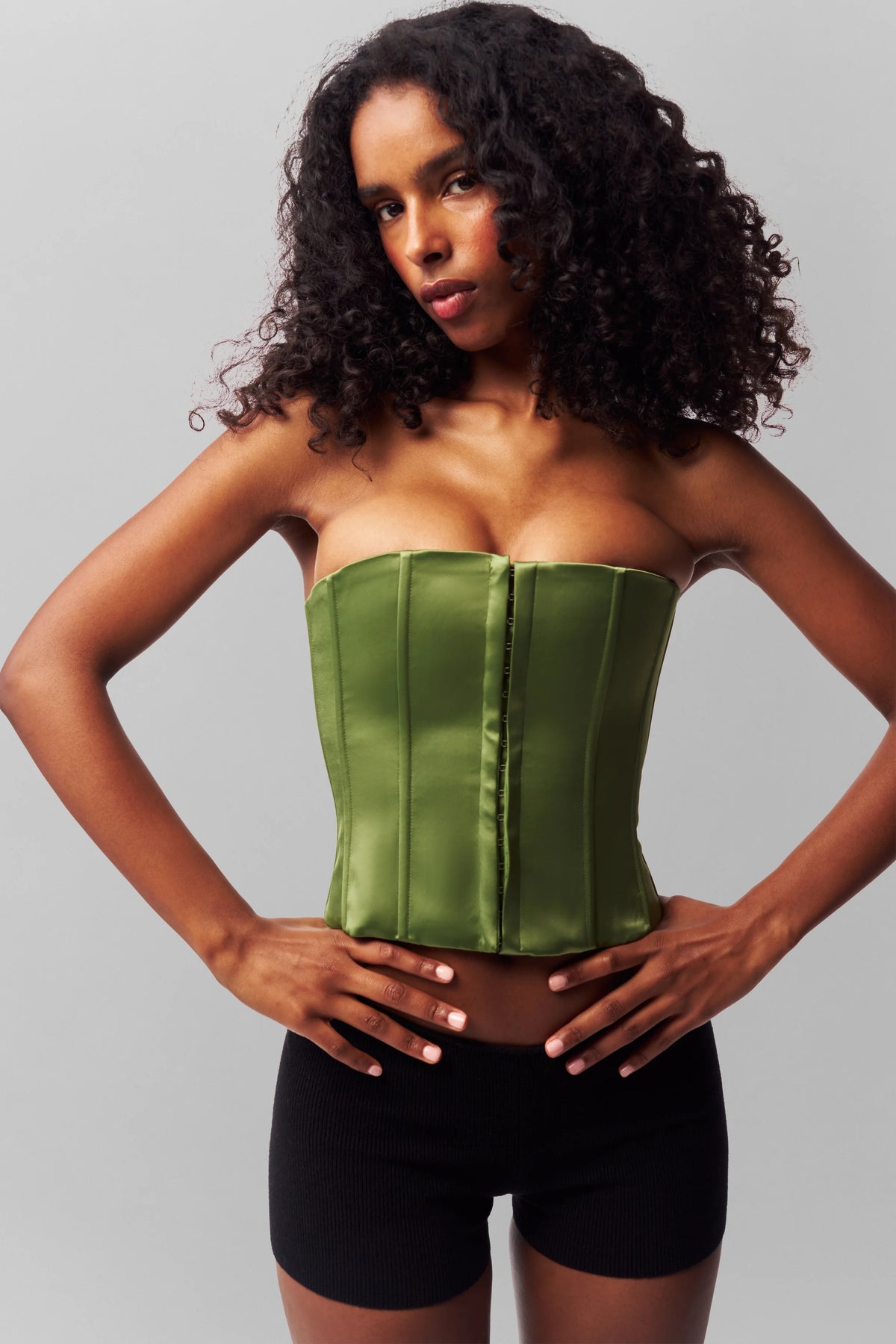 SATIN CORSET IN JARDIN