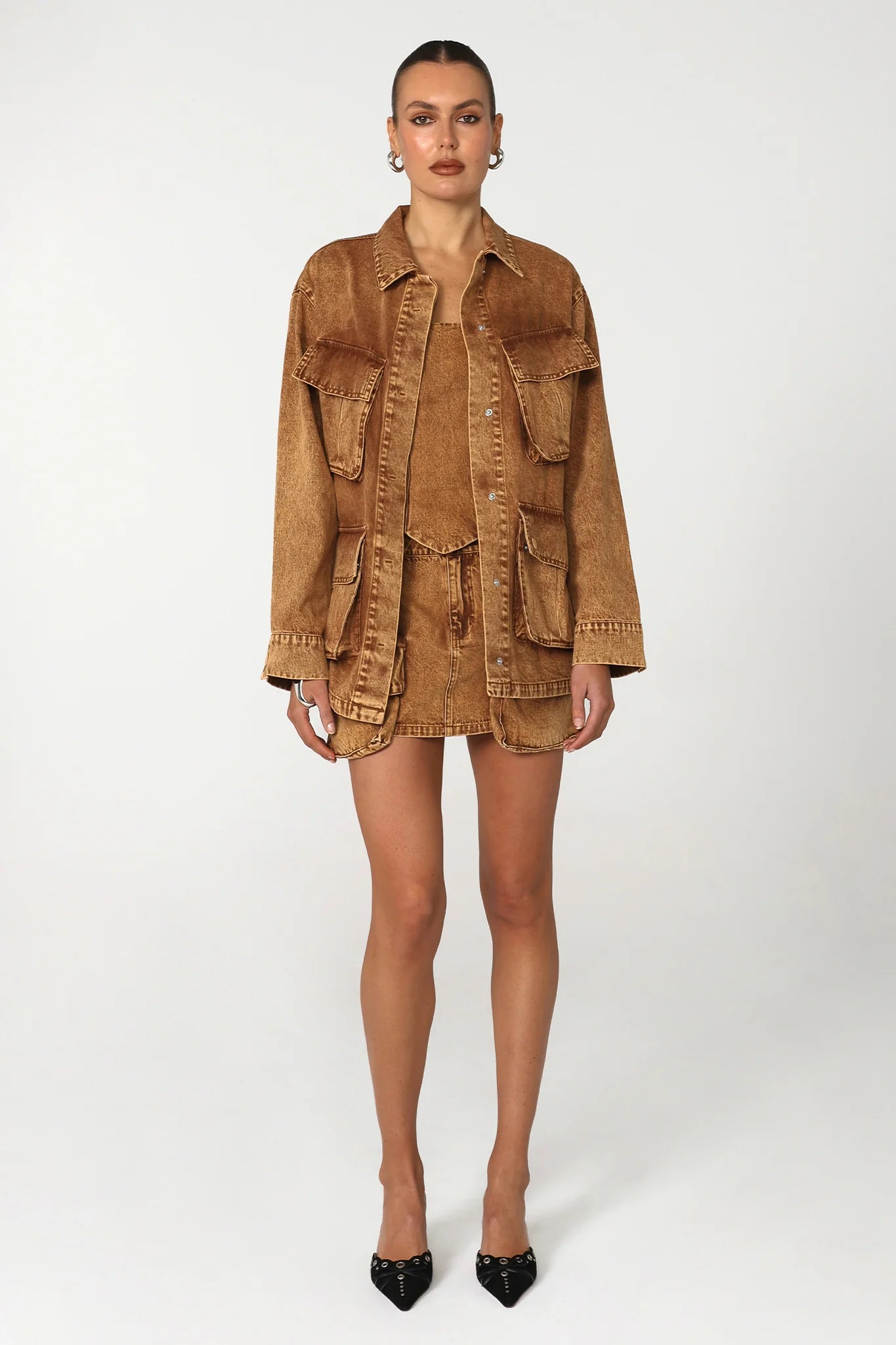 TATE JACKET IN ACID BROWN
