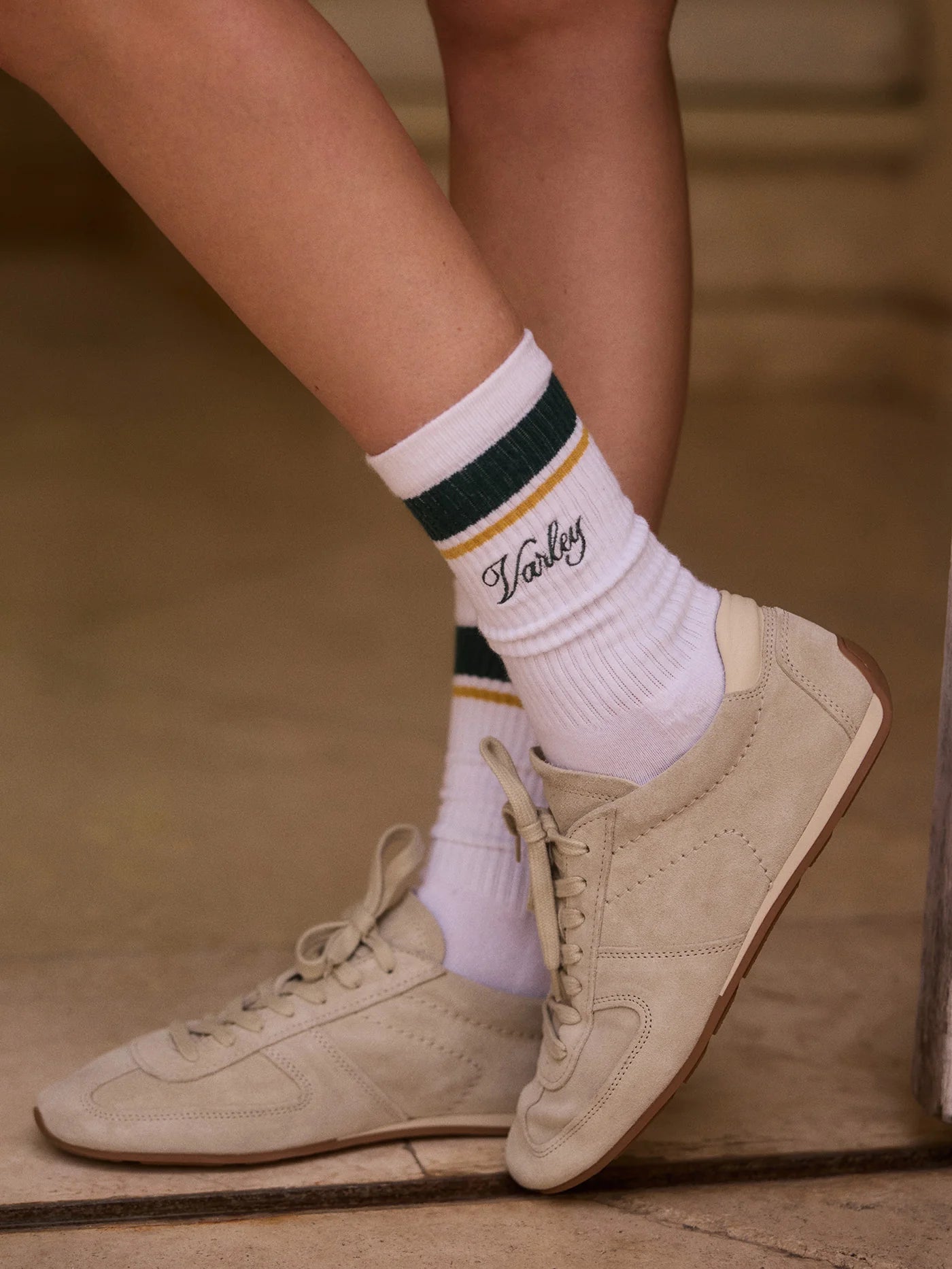 LAMAR CLUB STRIPE SOCK WHITE/FOREST/OCHRE
