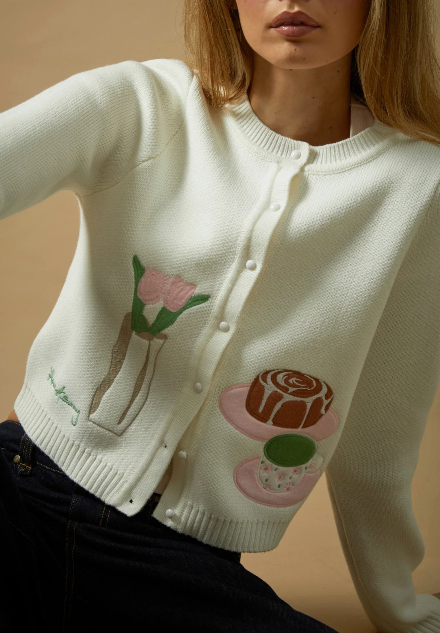 MATCHA-ING MY MOOD CARDIGAN IN MILK
