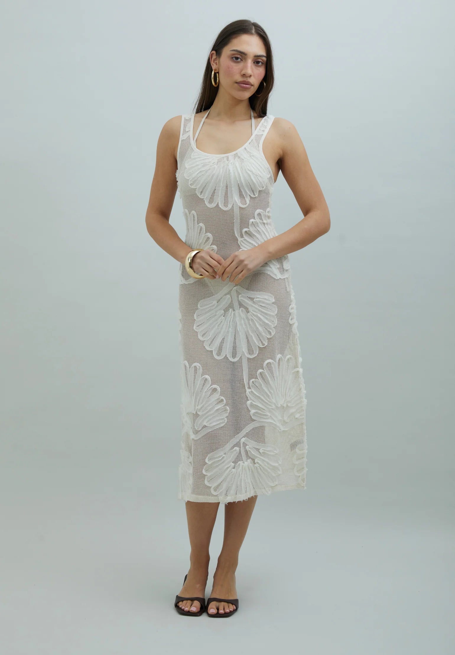 SEASHELLS APPLIQUE DRESS IN IVORY
