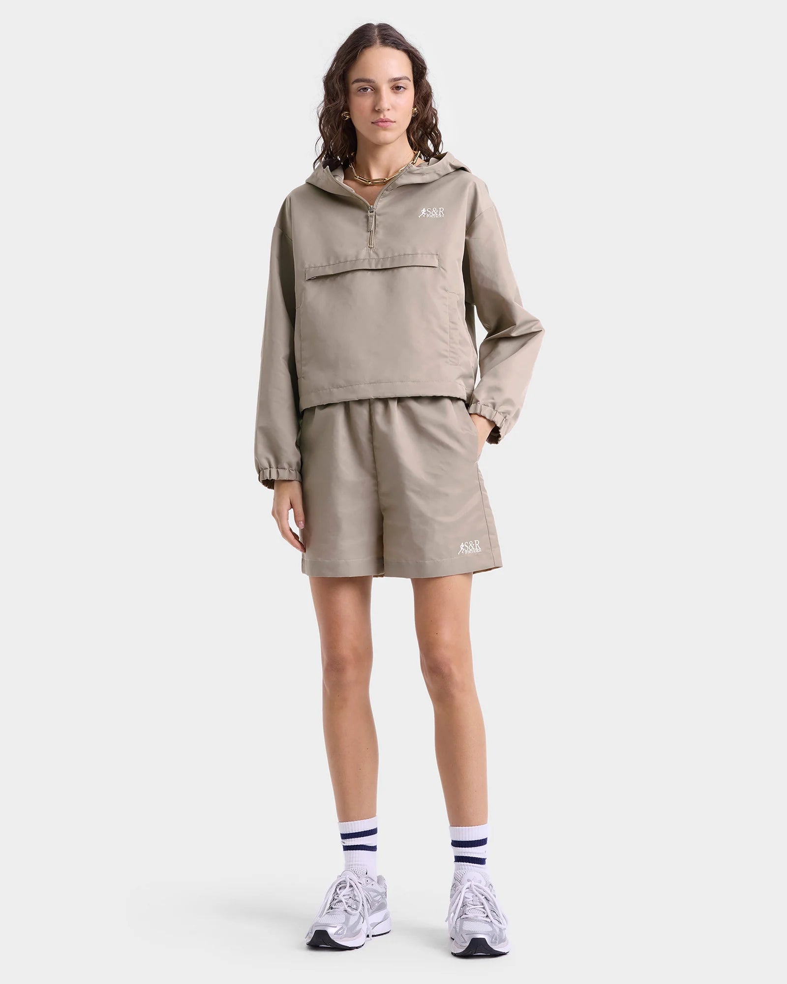 SR RUNNER NYLON QUARTER ZIP ELEPHANT