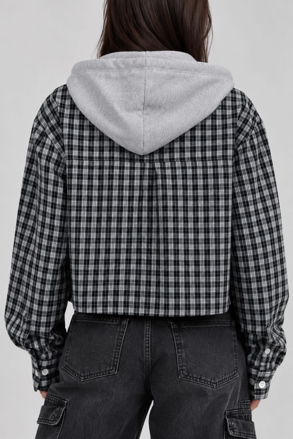 HOODED SHIRT IN BLACK/WHITE