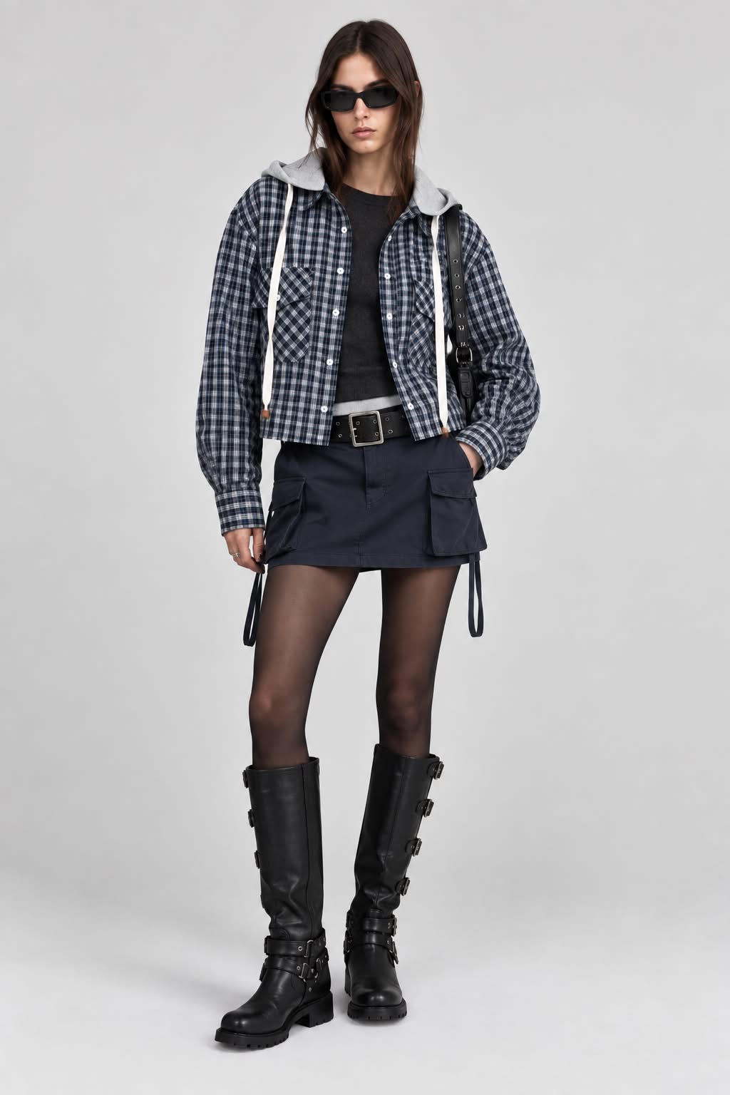 HOODED SHIRT IN NAVY