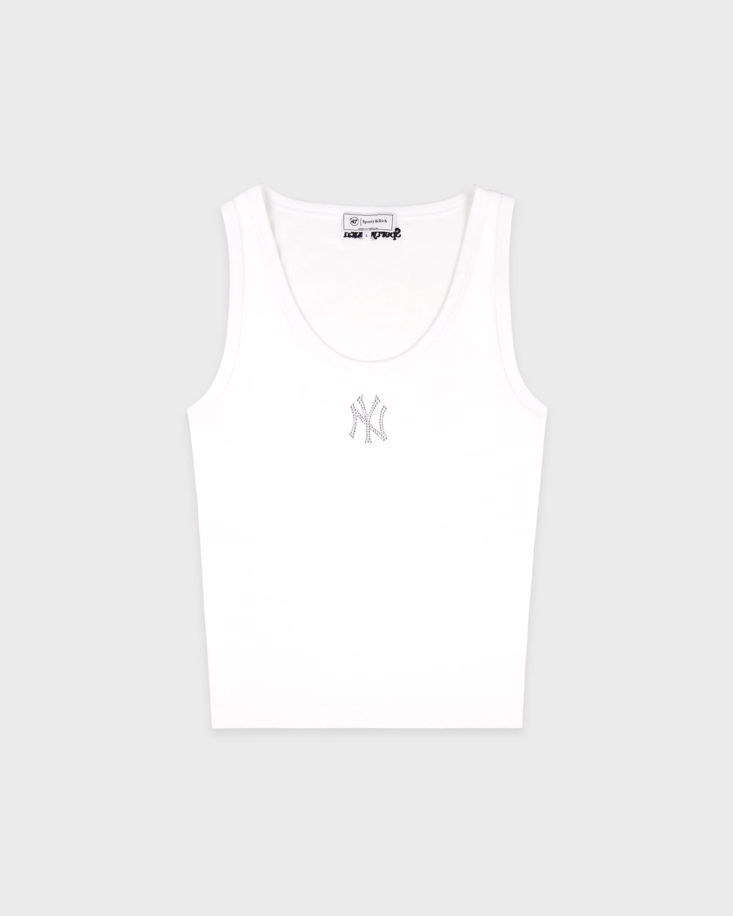 YANKEES KRYSTAL CROPPED TANK IN WHITE