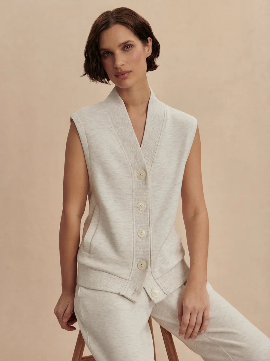 VICKY BUTTON GILET IN IVORY MARL