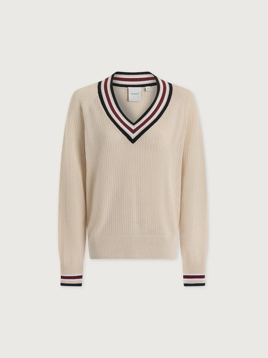 MAURICE V NECK SWEATER IN OAT MILK
