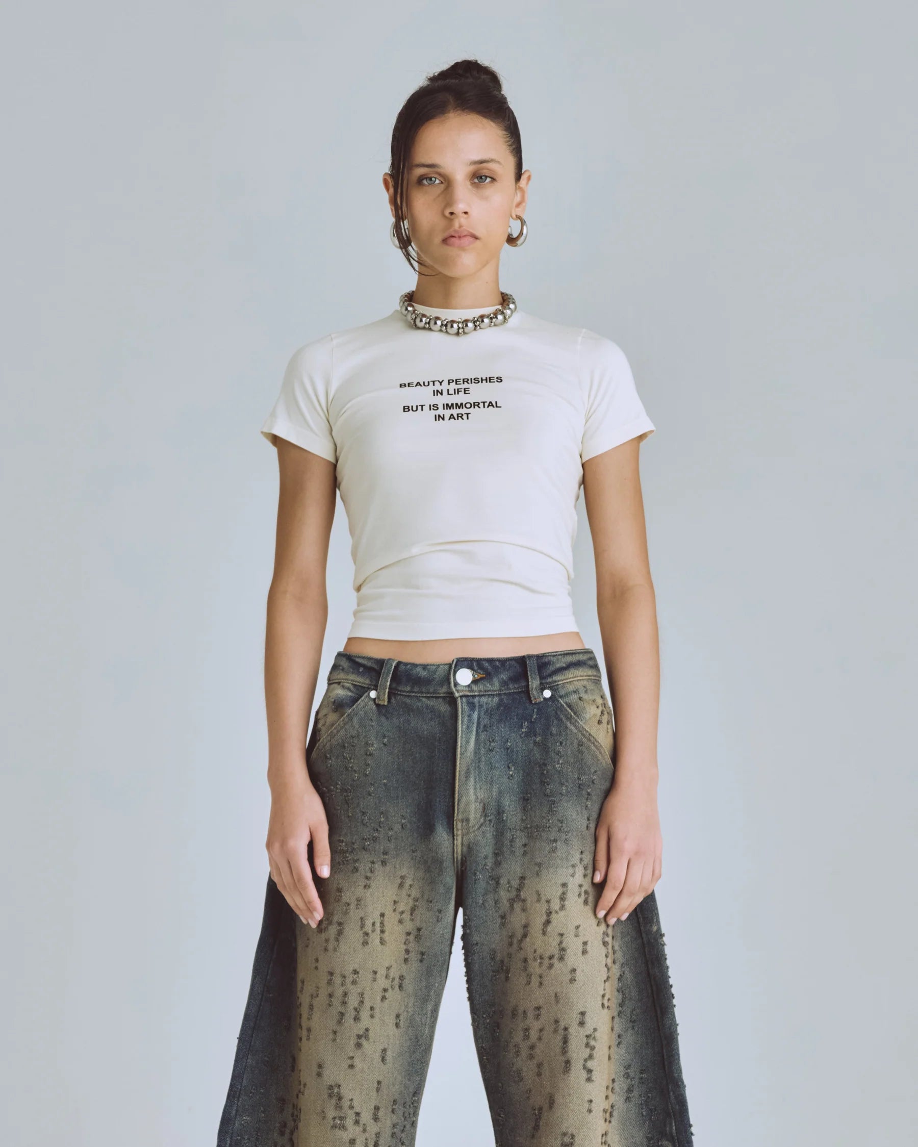 AGNUS DEI BEAUTY LONG BABY TEE IN CREAM