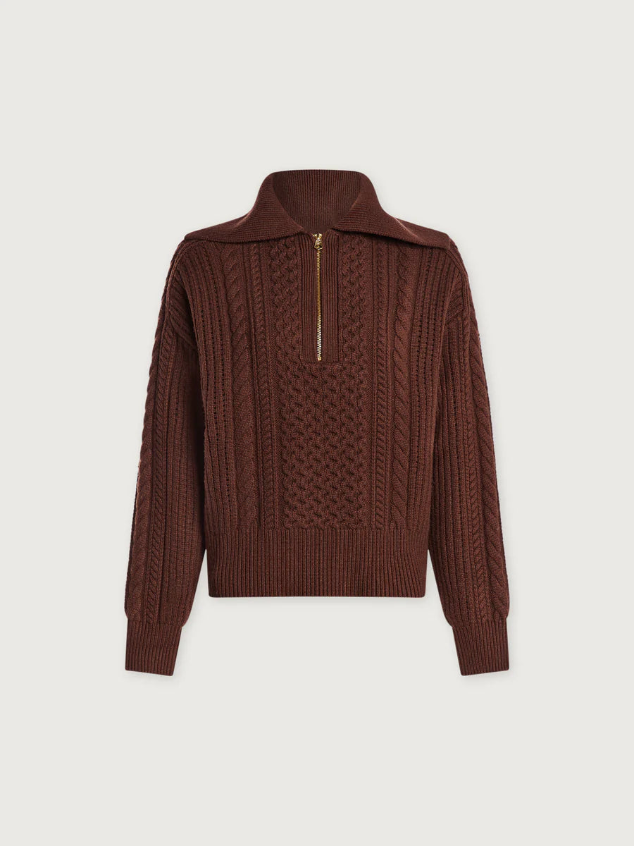 CAMELLO CABLE HALF ZIP 2.0 IN CAROB