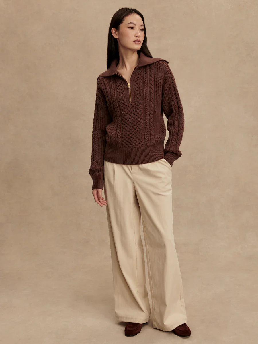 CAMELLO CABLE HALF ZIP 2.0 IN CAROB