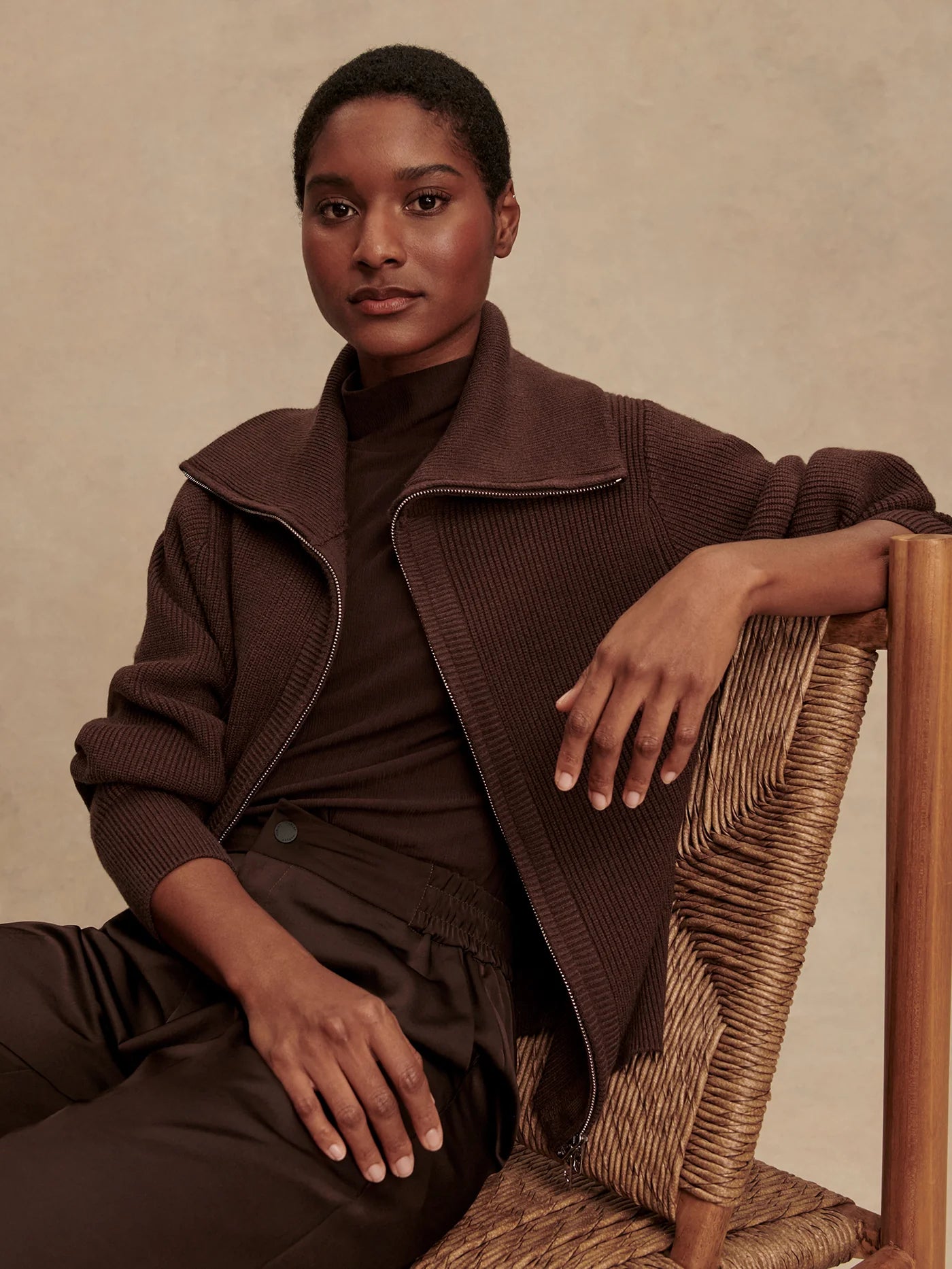 ENRICO KNIT JACKET COFFEE BEAN