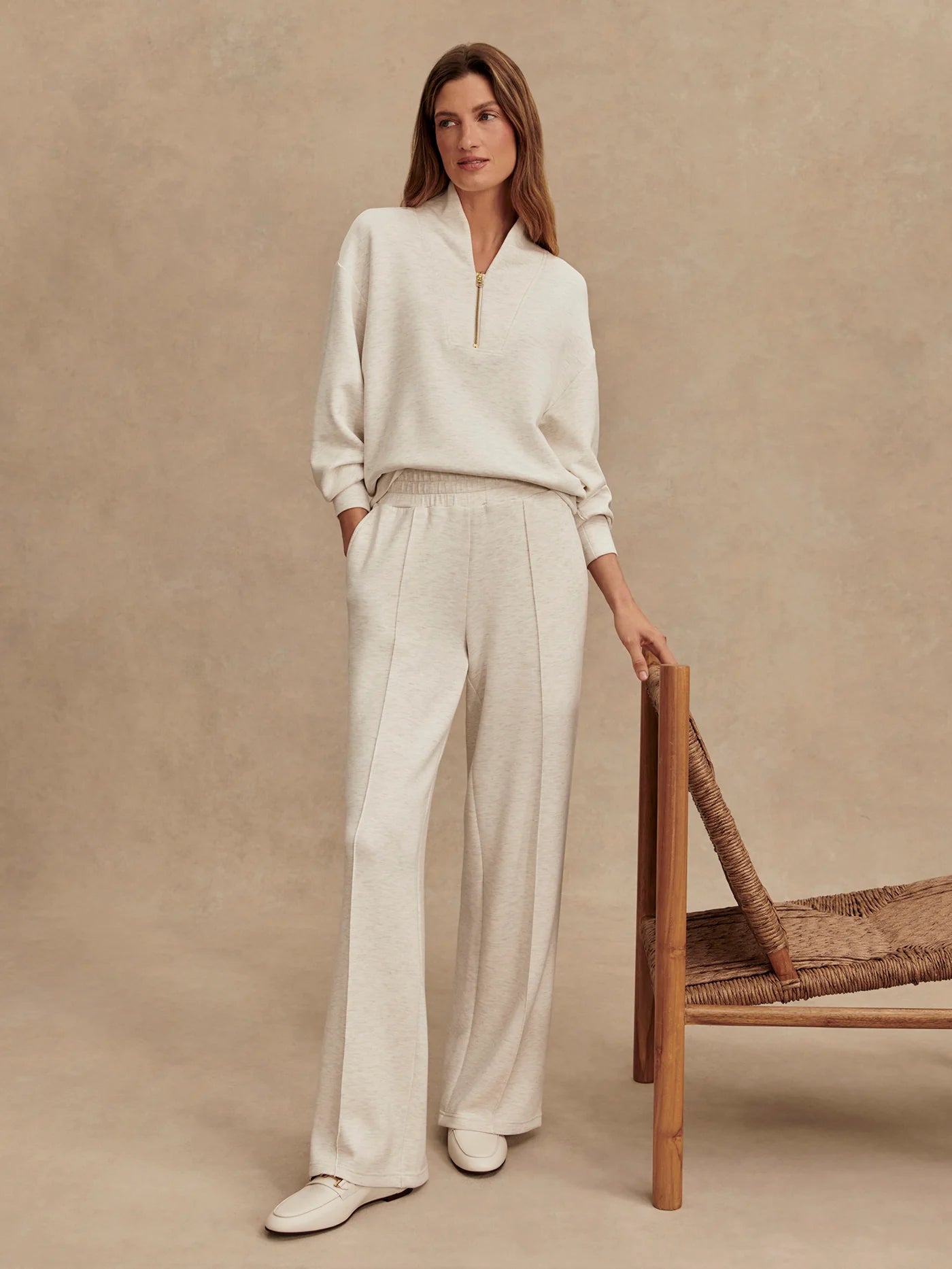 THE WIDE LEG PANT 3O IVORY MARL