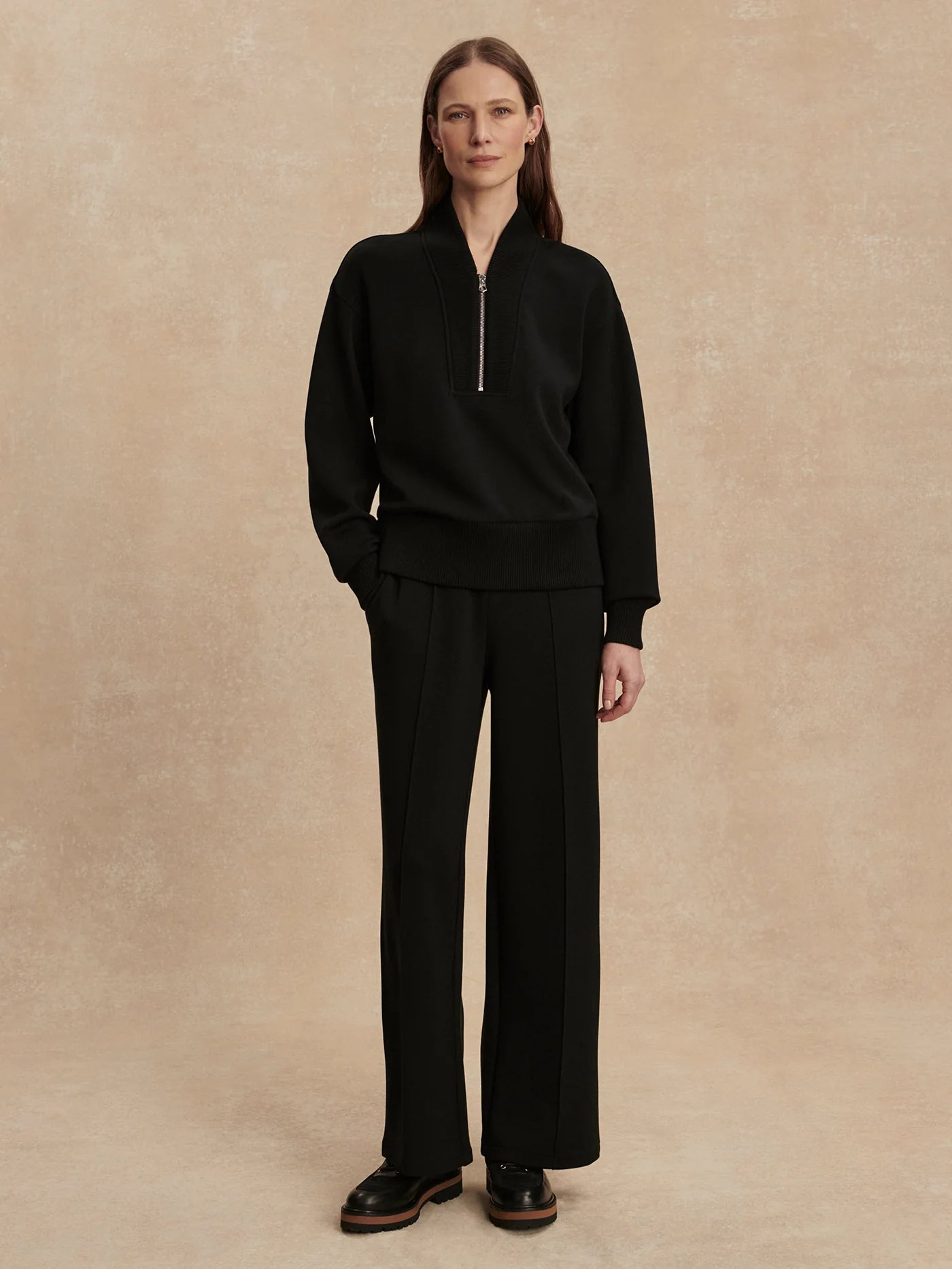 SALLY HALF ZIP SWEAT BLACK