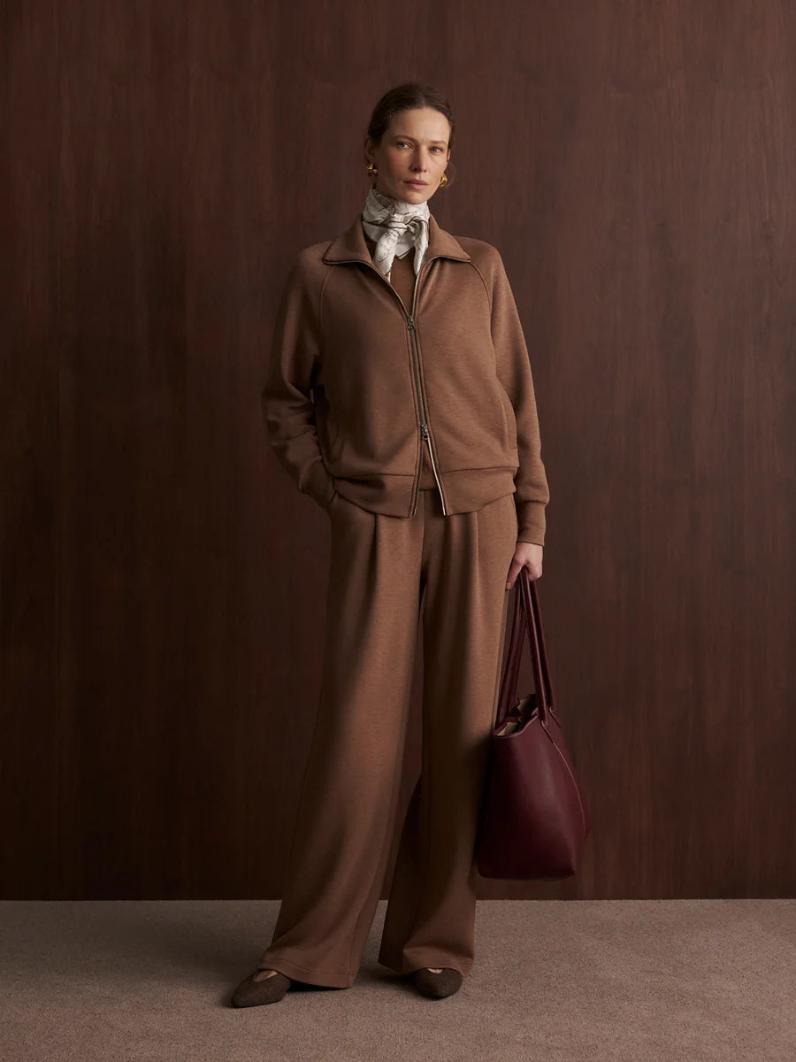 TYDE ZIP THROUGH SWEAT GOLDEN BRONZE MARL