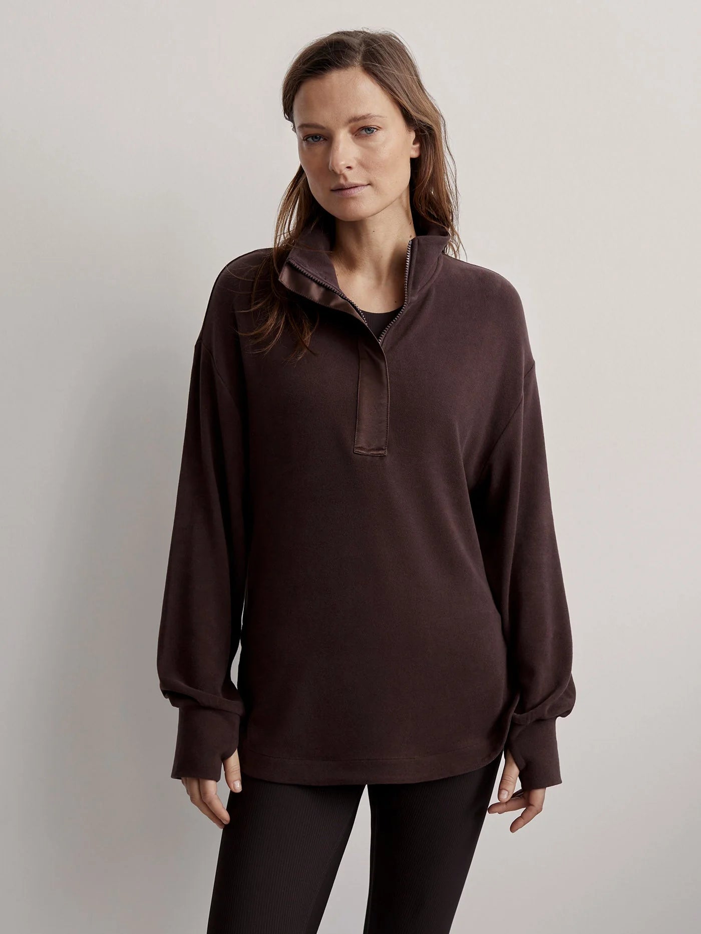 ROEDER HALF ZIP MIDLAYER IN COFFE BEAN