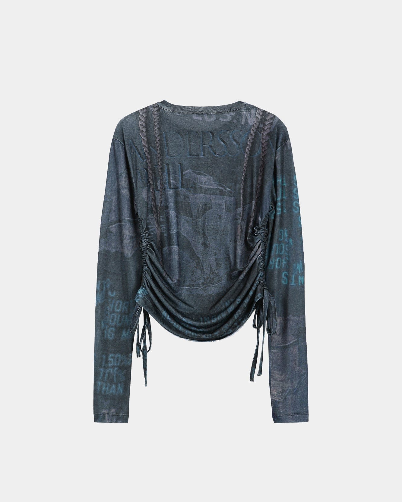 DENIM COLLAGE PRINTED TOP IN DARK NAVY