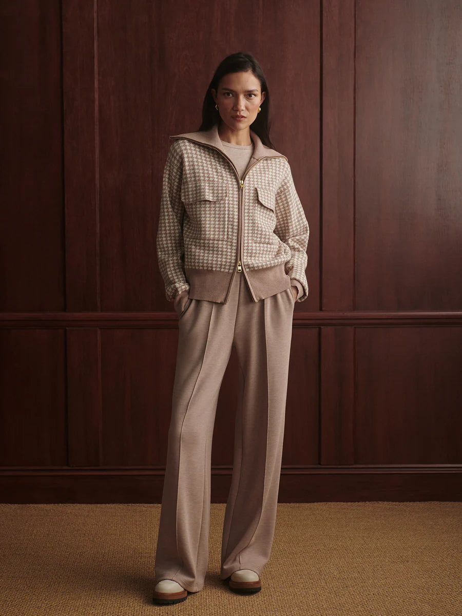 ABLETT JACQUARD KNIT JACKET IN TAUPE