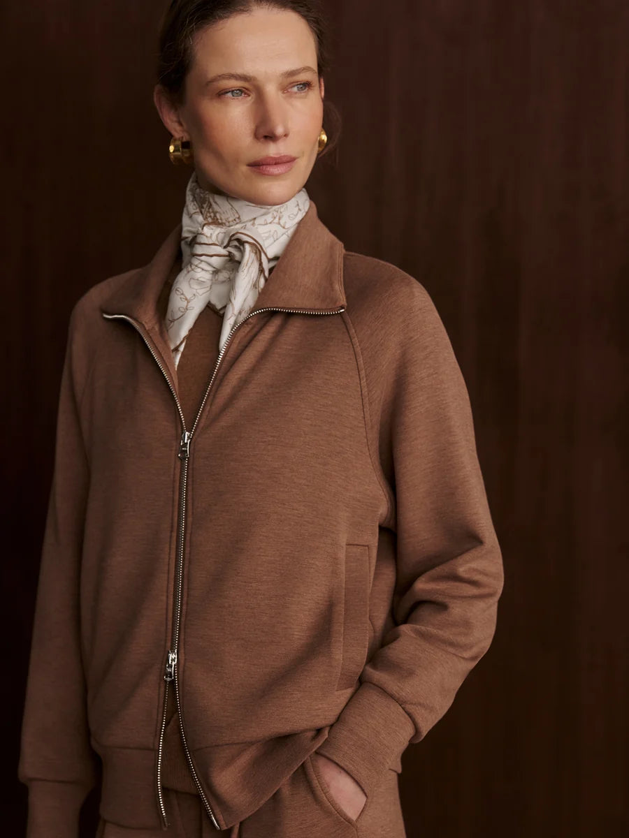 TYDE ZIP THROUGH SWEAT GOLDEN BRONZE MARL