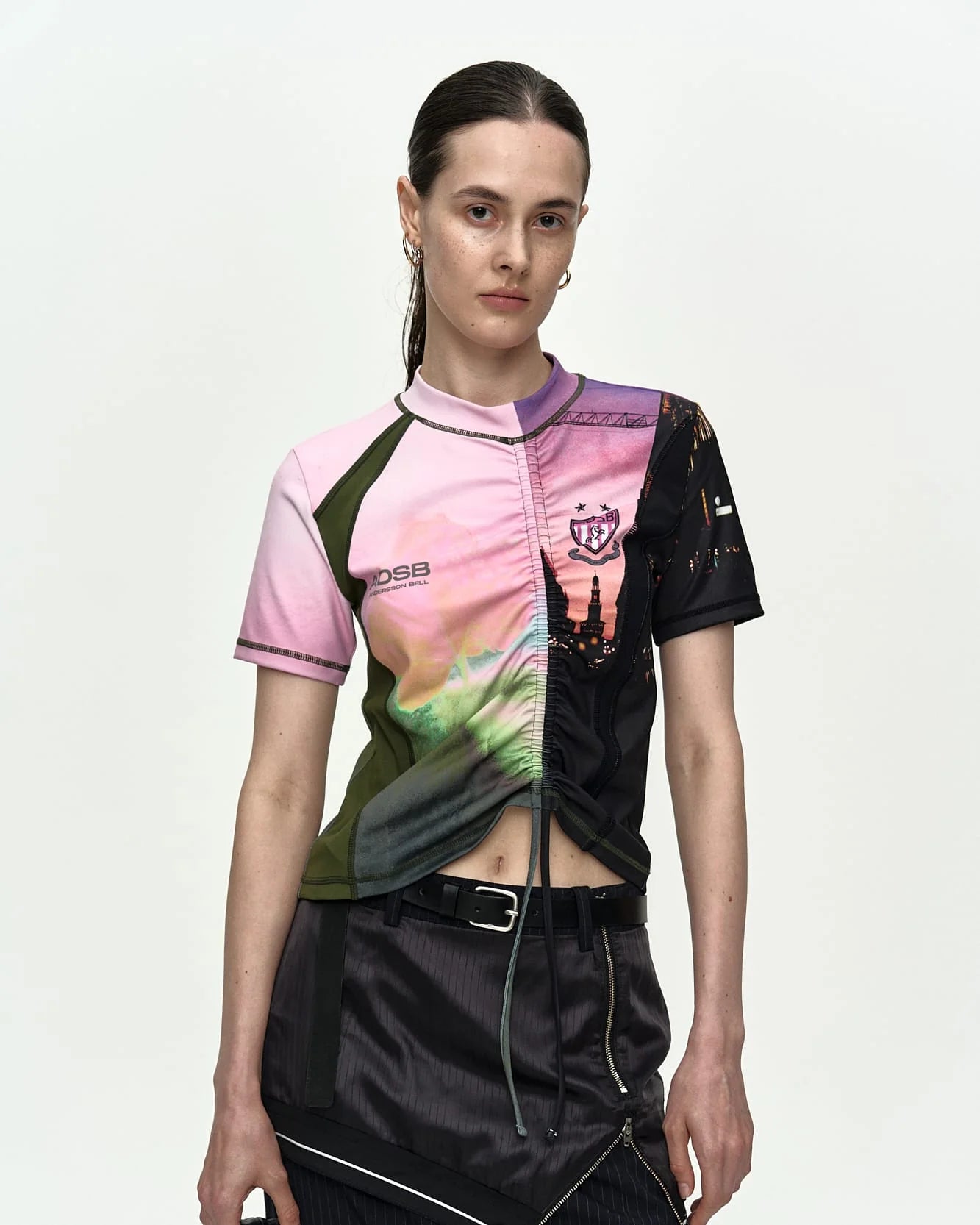 FILM ARCHIVE PRINTED SOCCER JERSEY IN PINK MULTI