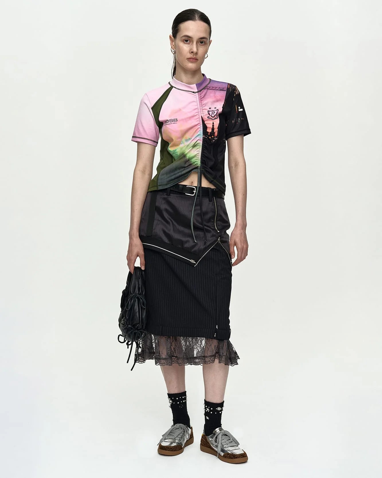 FILM ARCHIVE PRINTED SOCCER JERSEY IN PINK MULTI