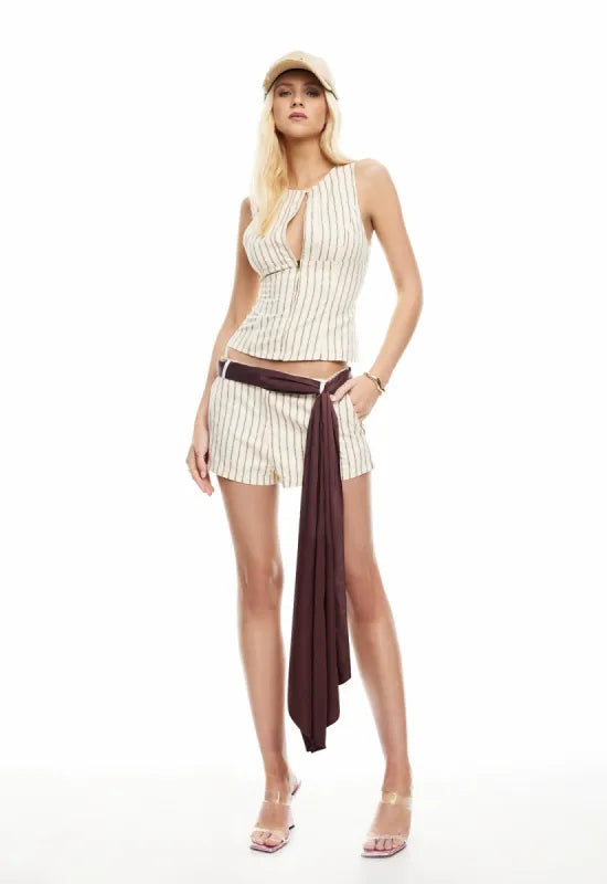 LEO SHORT IN CREAM STRIPE