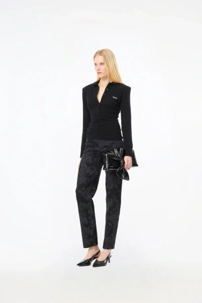 WOOL LONGLEEVE POLO BLACK