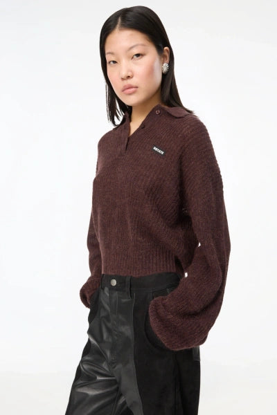 FLUFFY KNIT POLO MOLE