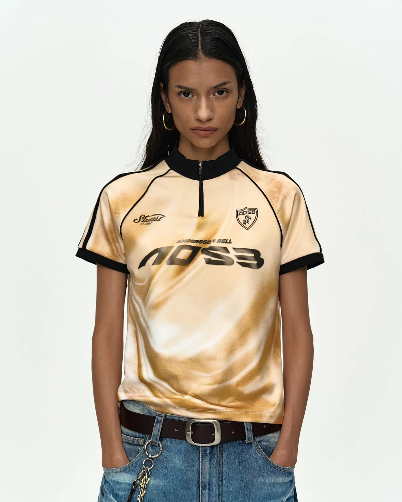 PRINTED FOOTBALL ZIP-UP TOP
