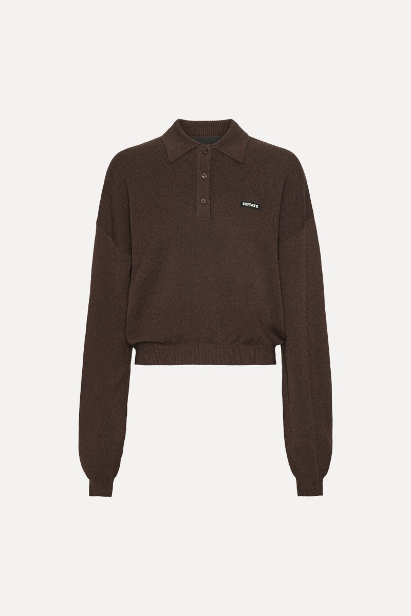 SLINKY KNIT POLO IN MOLE