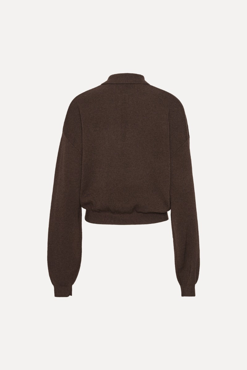 SLINKY KNIT POLO IN MOLE