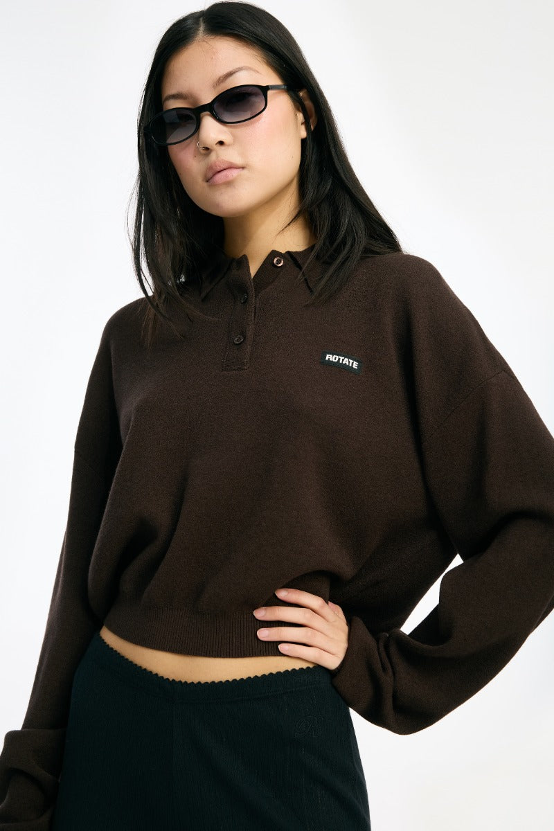 SLINKY KNIT POLO IN MOLE