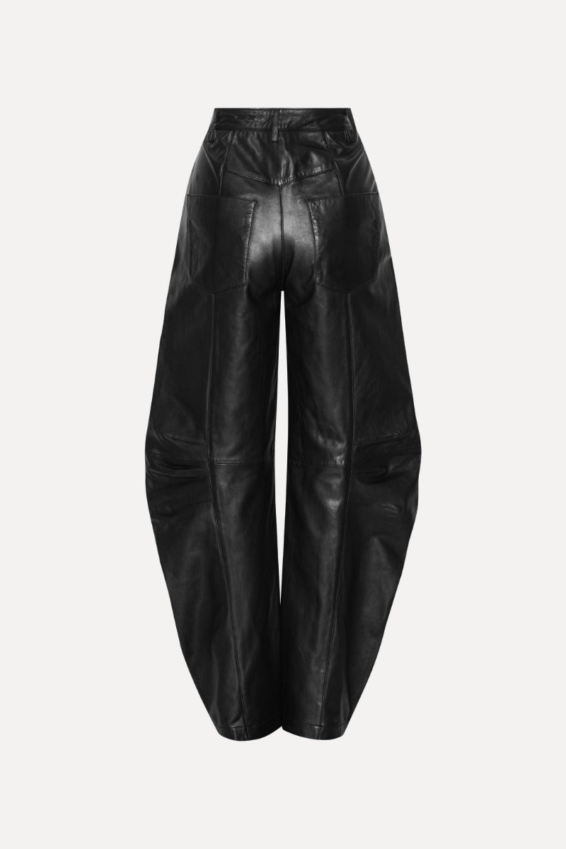 LEATHER CARGO PANTS BLACK
