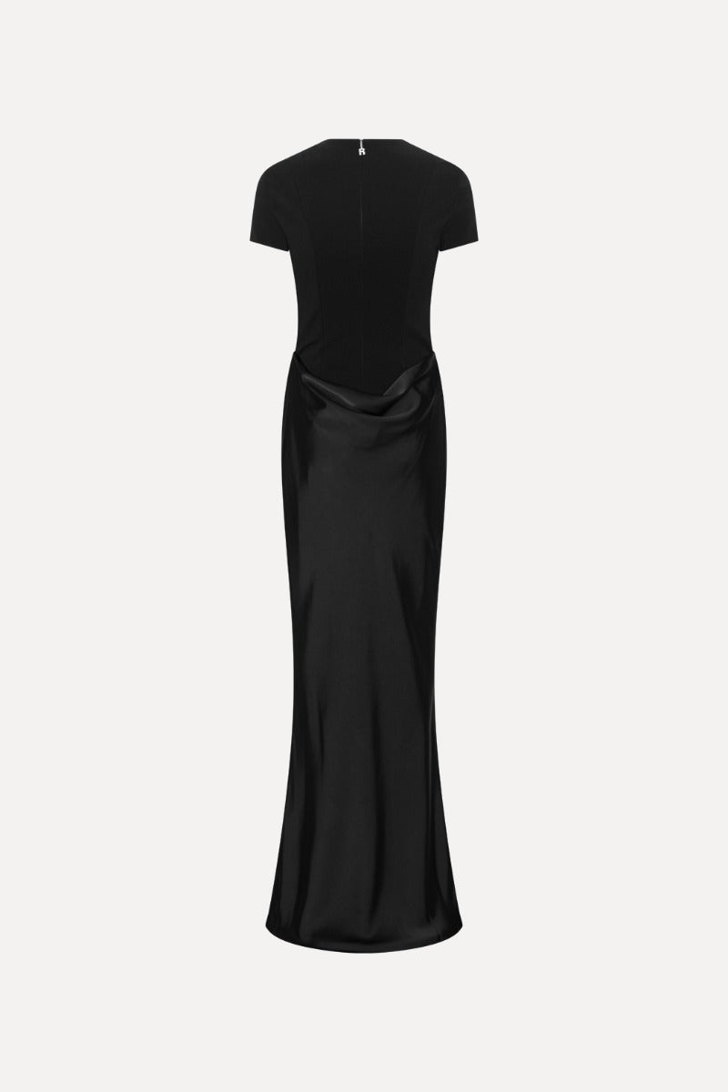 CAPSLEEVE DRAPED MAXI BLACK