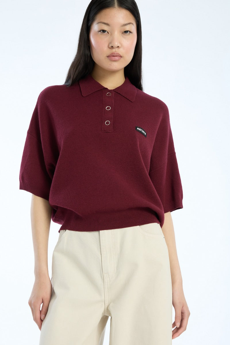 SLINKY KNIT POLO ZINFANDEL