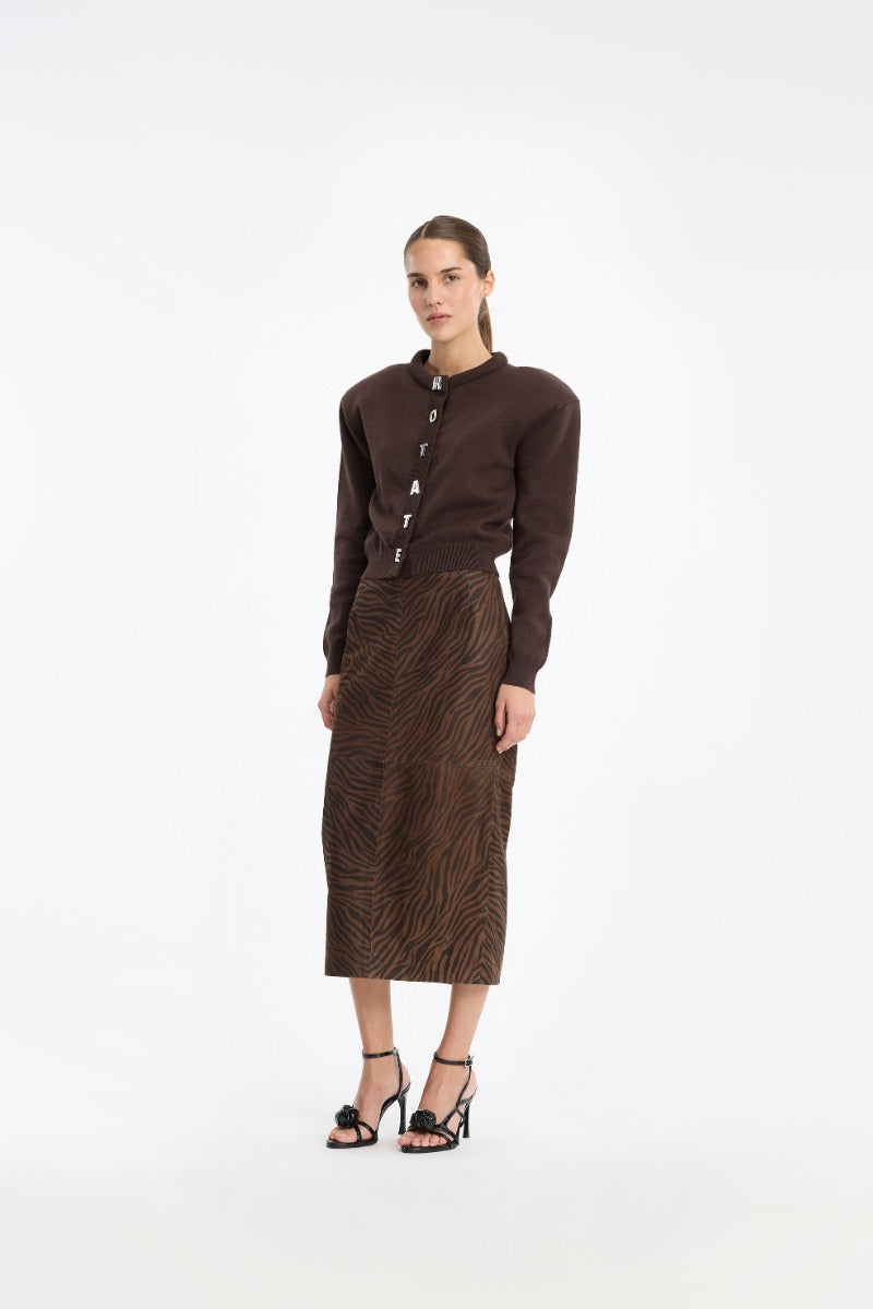 FIRM KNIT SS CARDIGAN MOLE